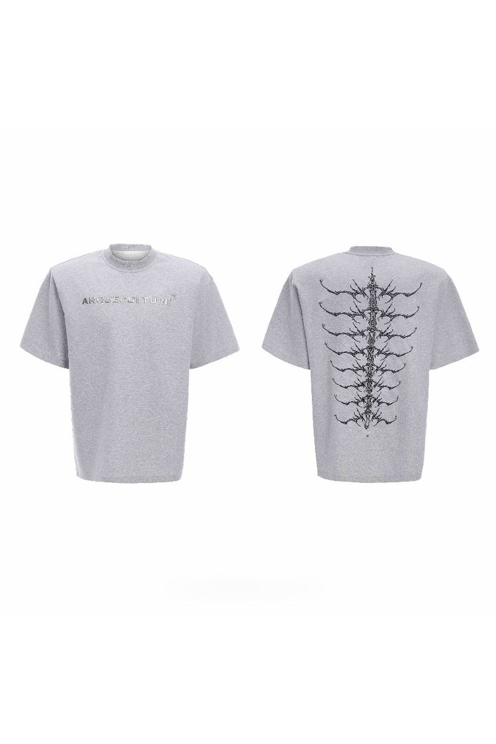 Studded Embroidered Spine Cotton Tee