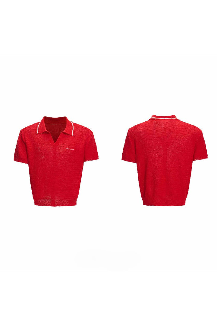 Striped Textured Knit Polo