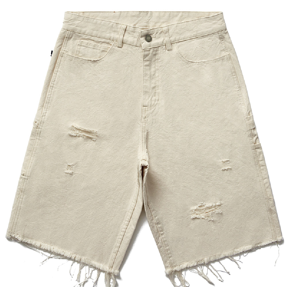 Loose Straight Distressed Fringe Jeans Shorts