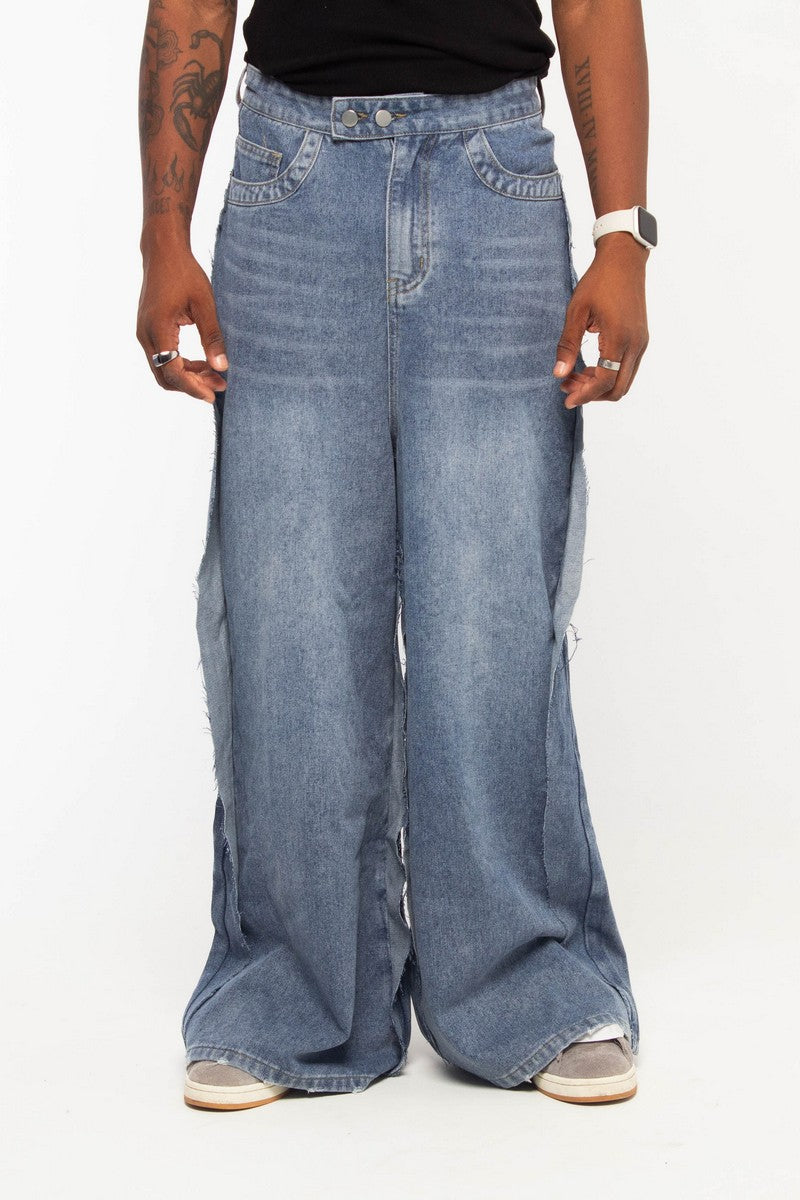 Distressed Layered Jeans