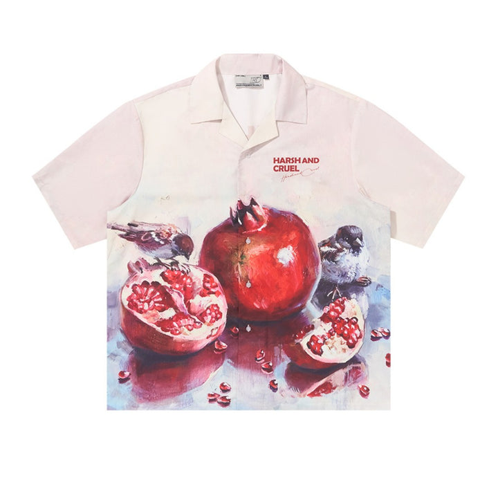 Pomgranate Full Print Cuban Shirt