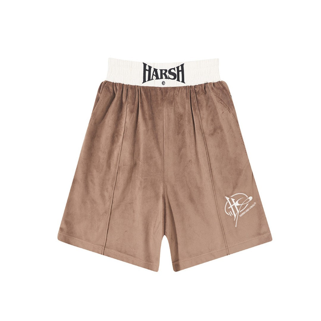 Embroidered Boxing Logo Velvet Shorts