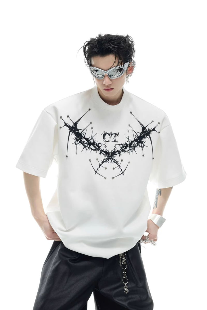 Studded Thistle Embroidery Tee