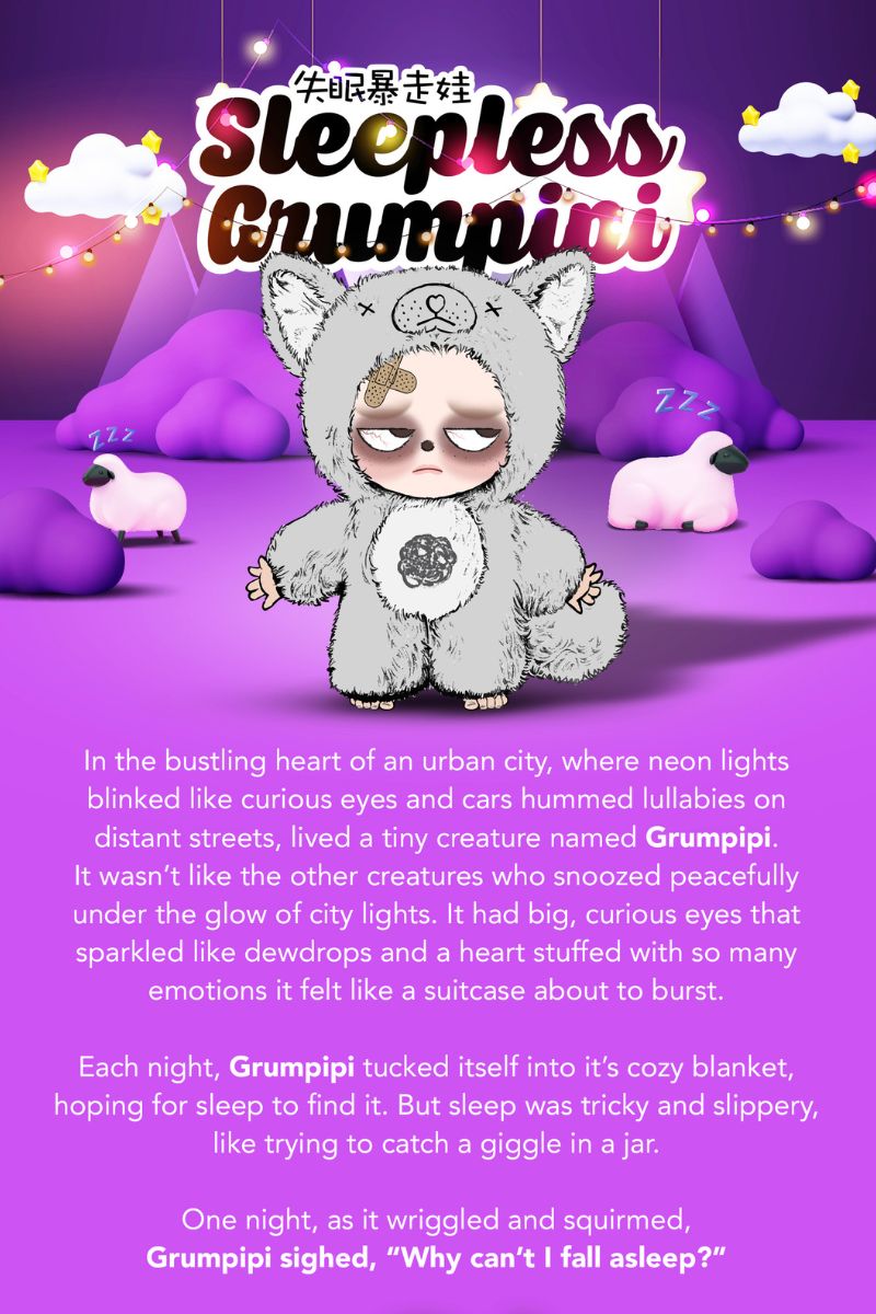 Sleepless Grumpipi™ Blind Box — Plush + Mini Keychain (Sleepless Series)
