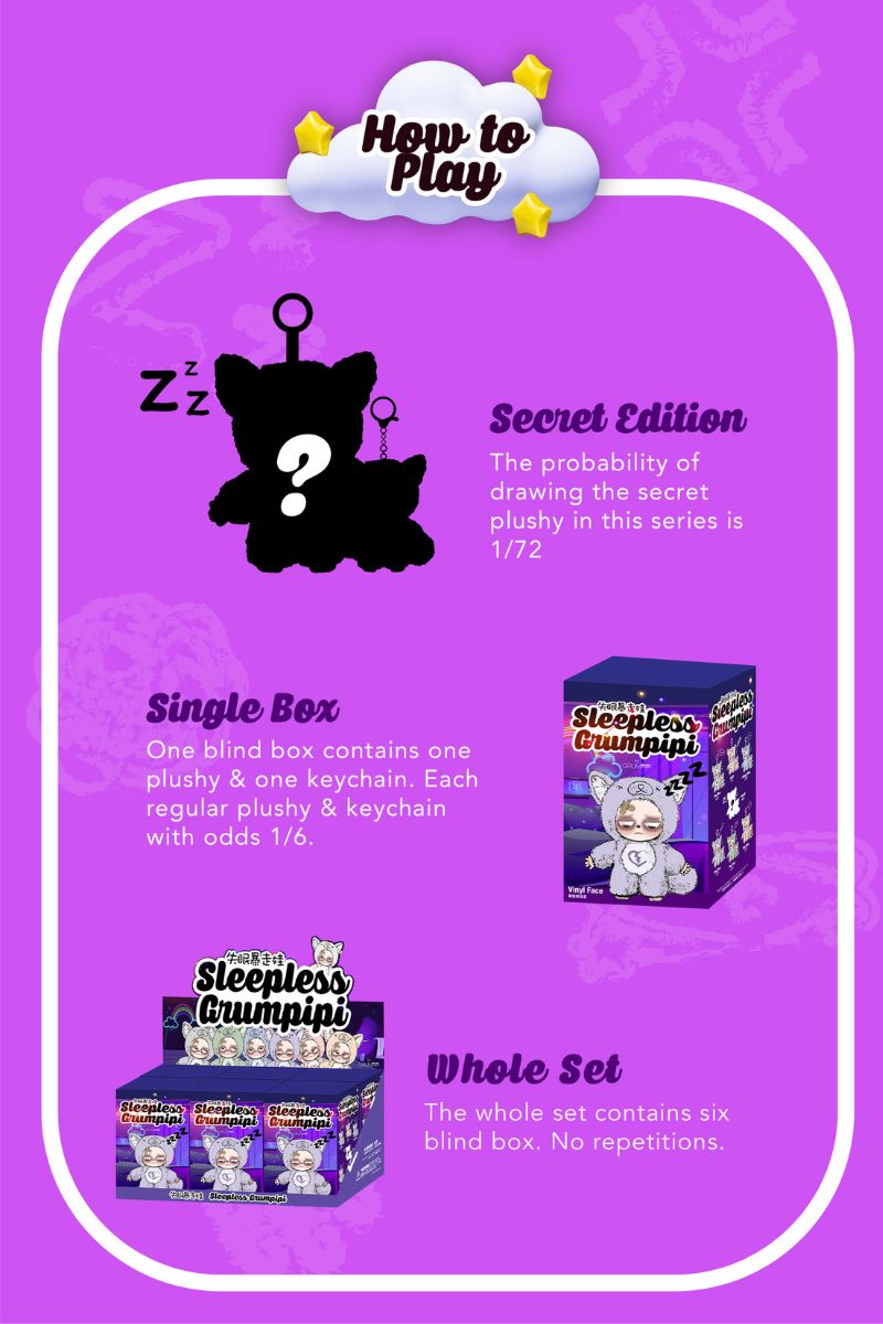 Sleepless Grumpipi™ Blind Box — Plush + Mini Keychain (Sleepless Series)