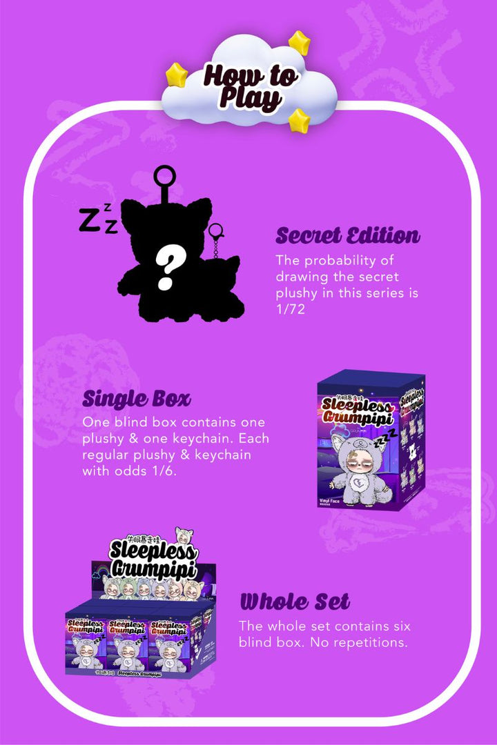 Sleepless Grumpipi™ Blind Box — Plush + Mini Keychain (Sleepless Series)