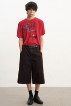 Distressed Herringbone Corduroy Capris