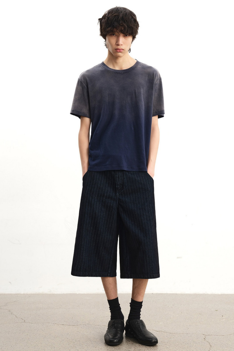 Distressed Herringbone Corduroy Capris