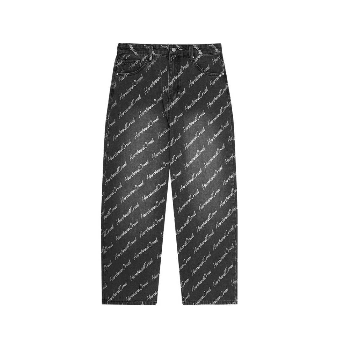 All Over Logo Printed Denim