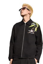 Floral Embroidered Zip-Up Jacket