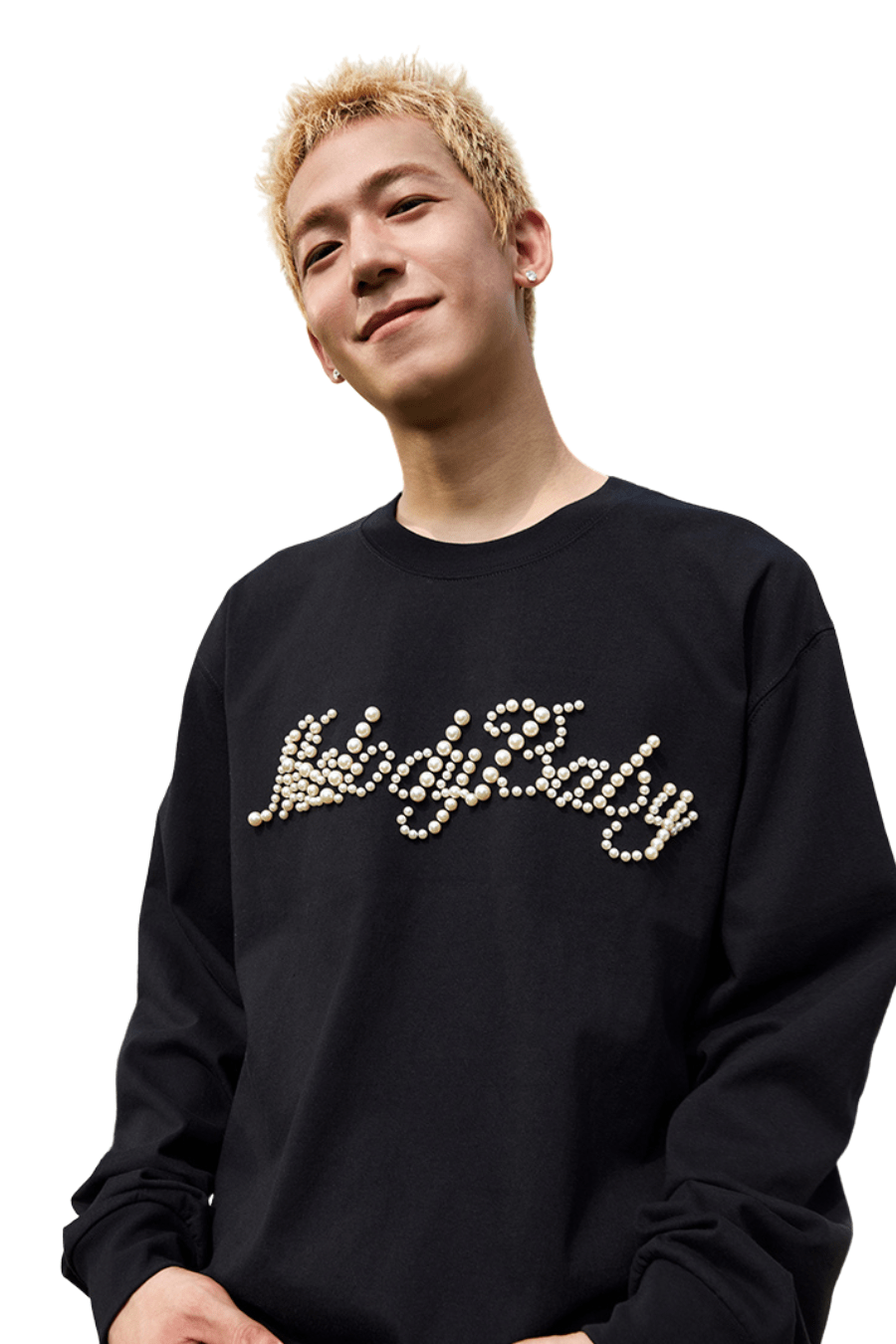 Pearl Embroidered Minimalist Long Sleeve Tee