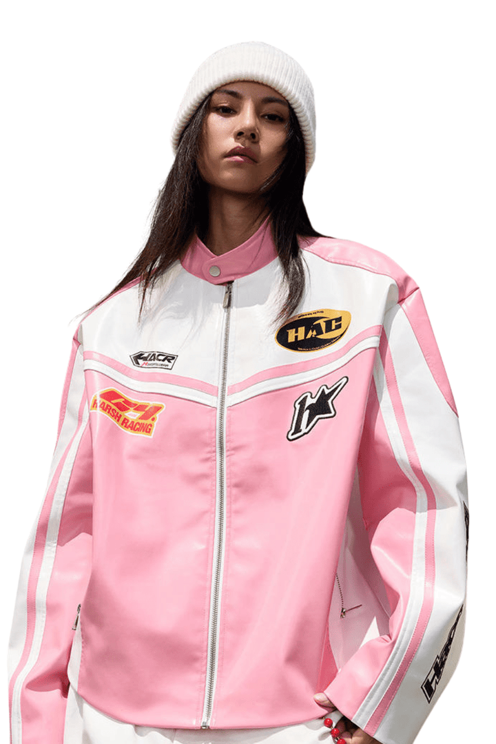 Barbie Pink Embroidered Racing Jacket