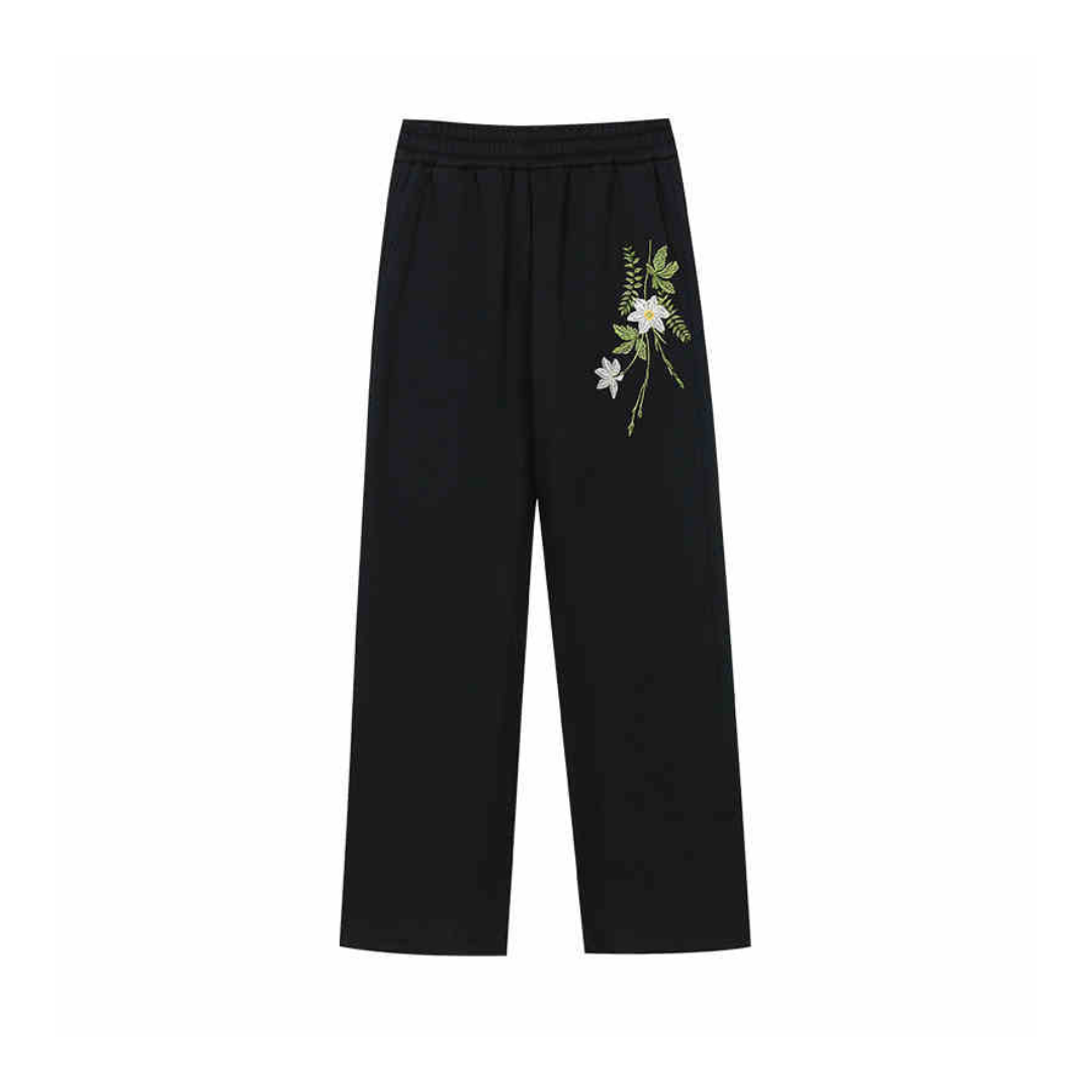 sportswear floral embroidered fleece sweatpants