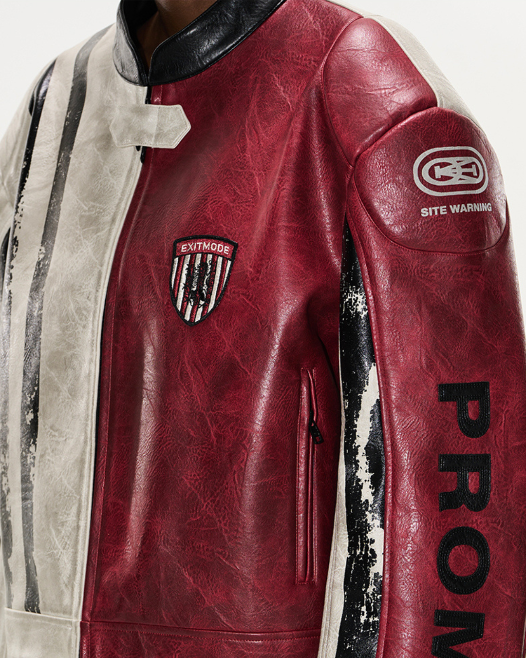 Distressed Leather Racing Jacket