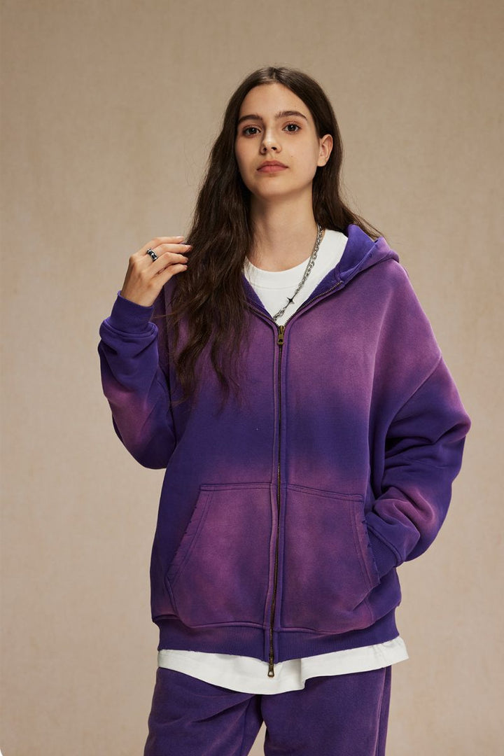 Vintage Spray-Dyed Zip Up Hoodie