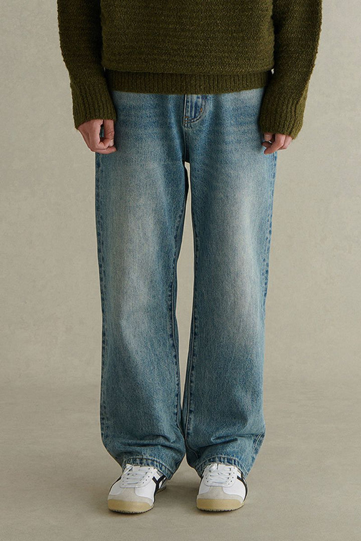 Classic Washed Blue Straight Jeans