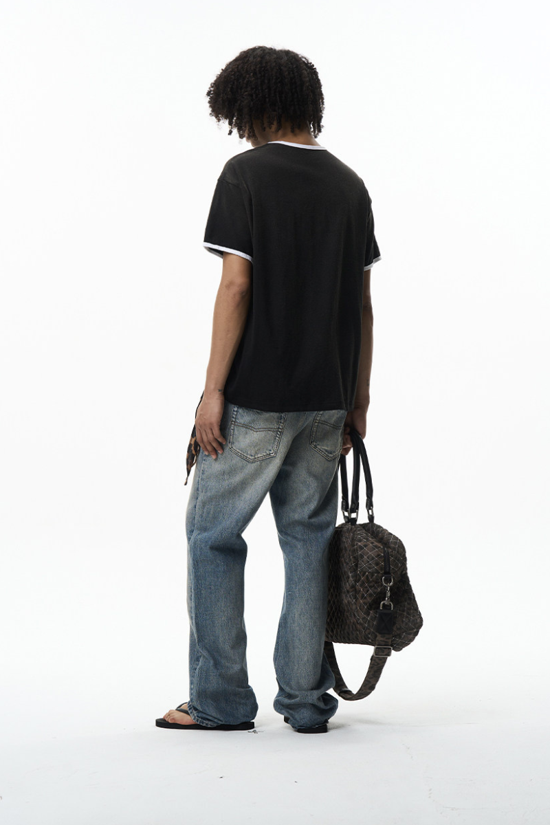 Contrast Rope Embroidered T-Shirt