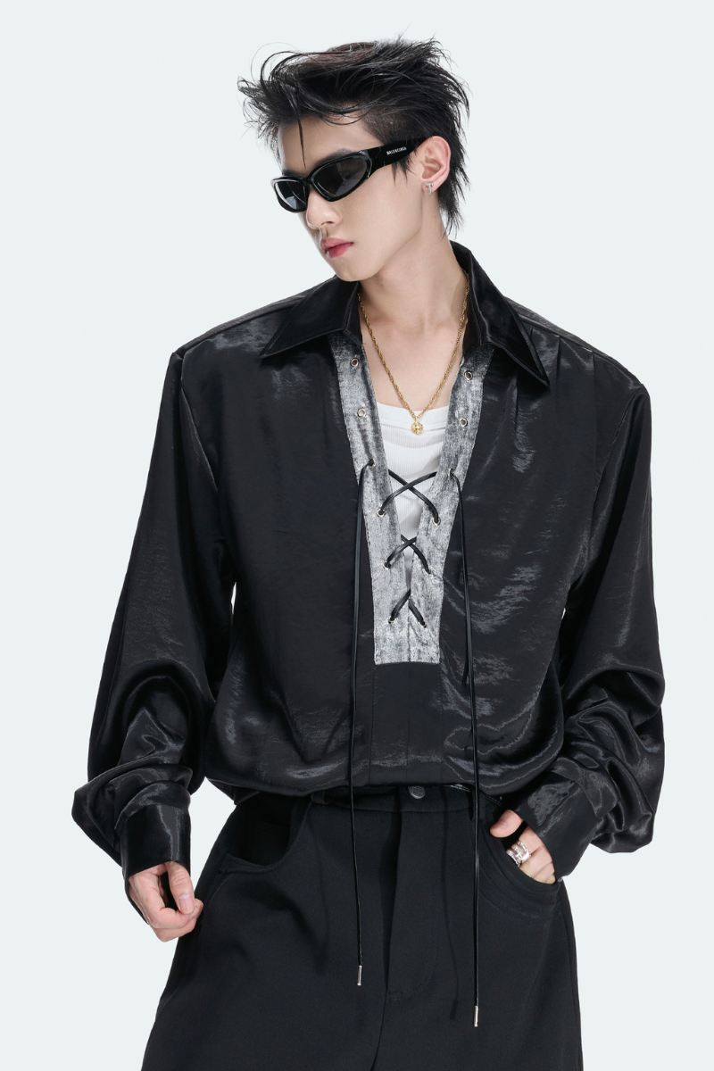 Cross Strap Satin Shirt