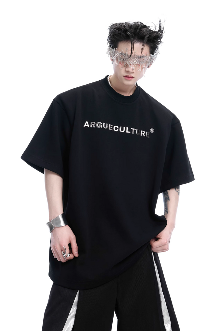 Studded Embroidered Spine Cotton Tee