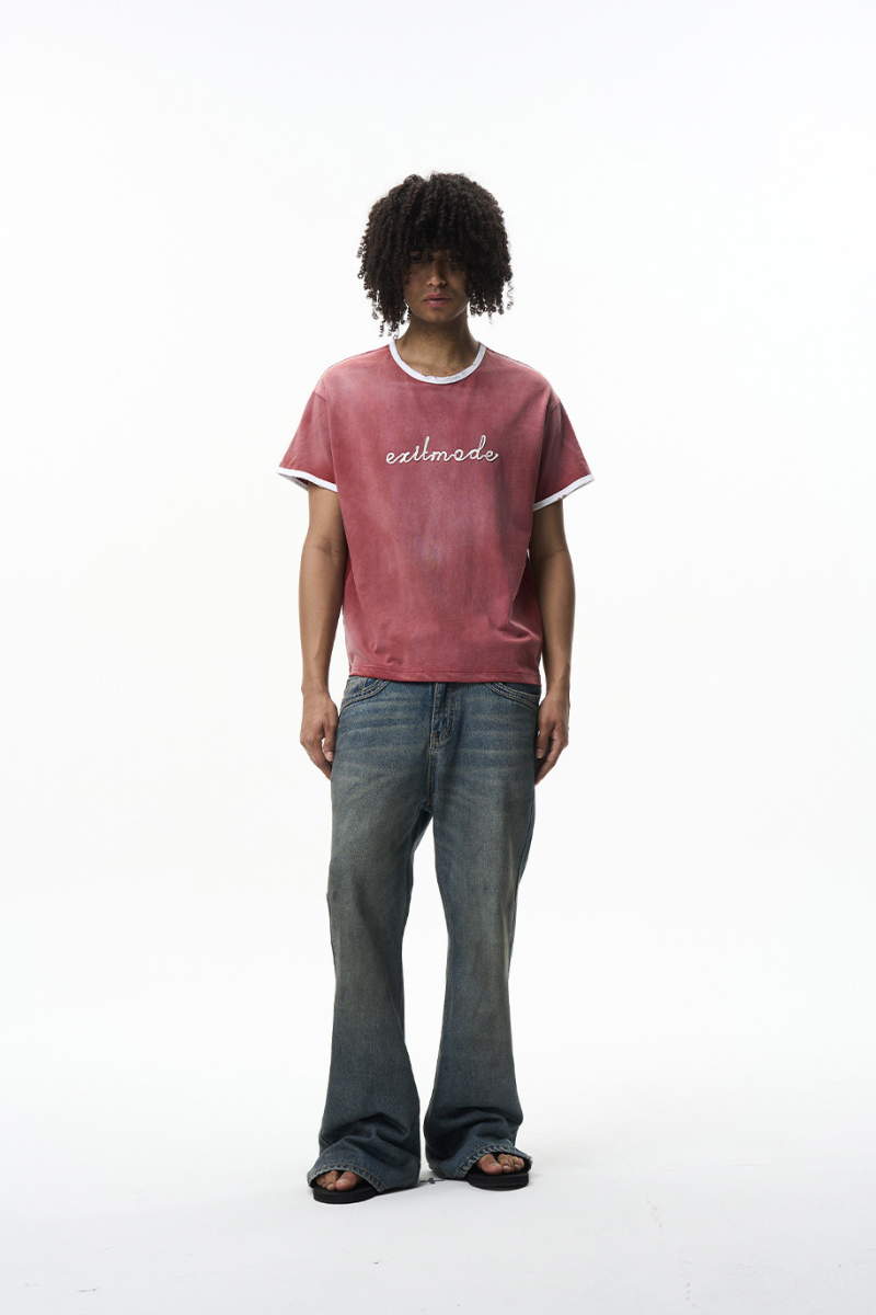 Contrast Rope Embroidered T-Shirt