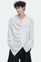 Textured Asymmetric Button Top