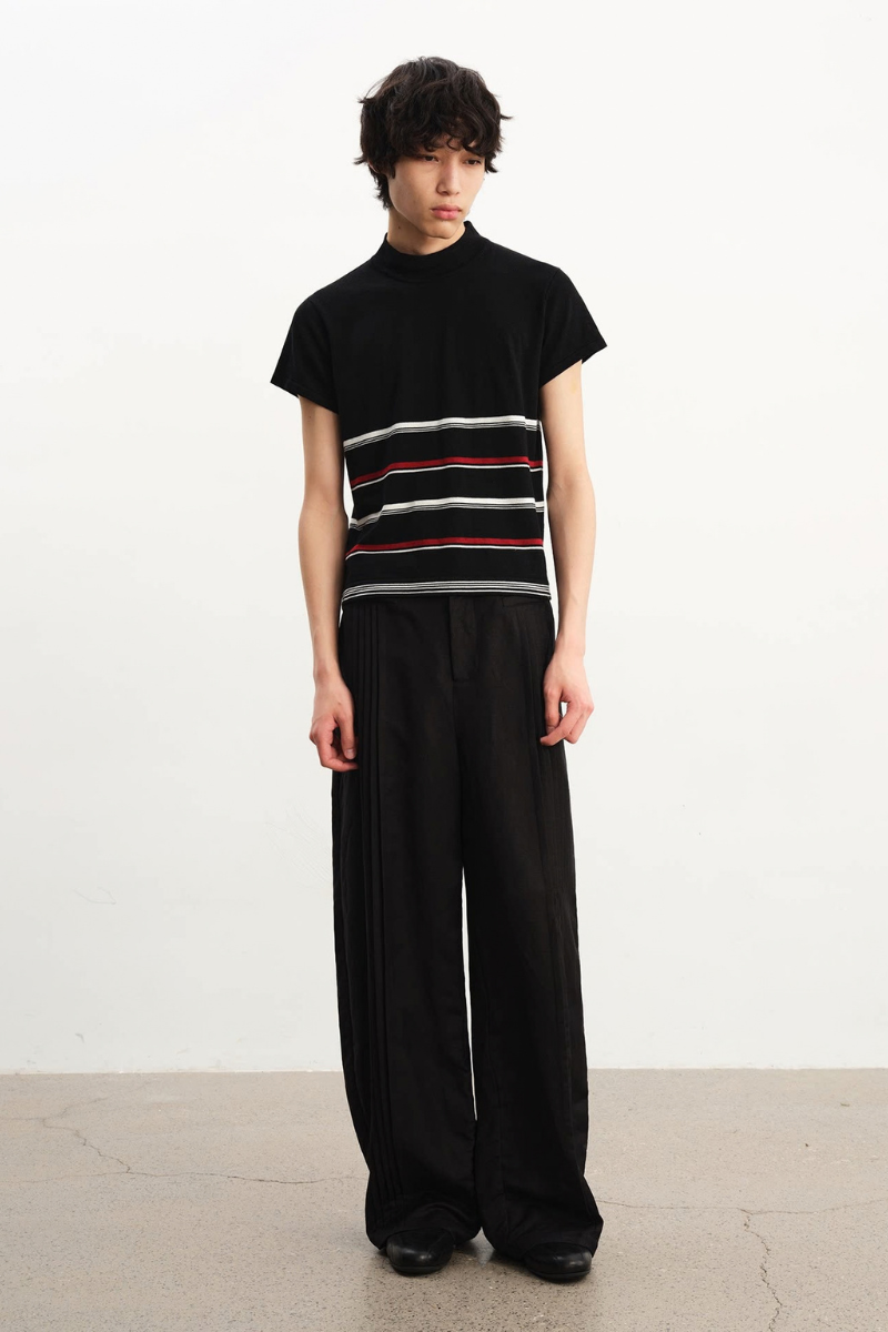 Accordion Pleat Linen Trousers