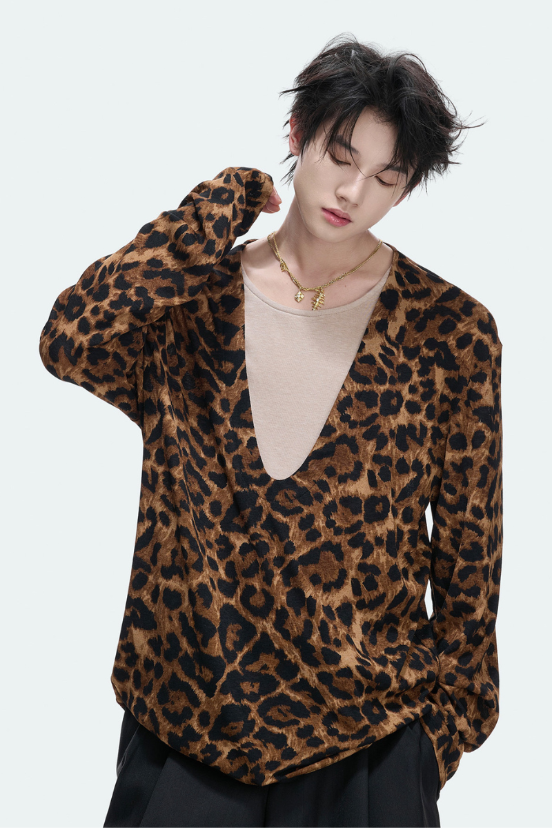 Leopard Layered V-Neck Top