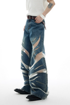Mesh Panel Denim