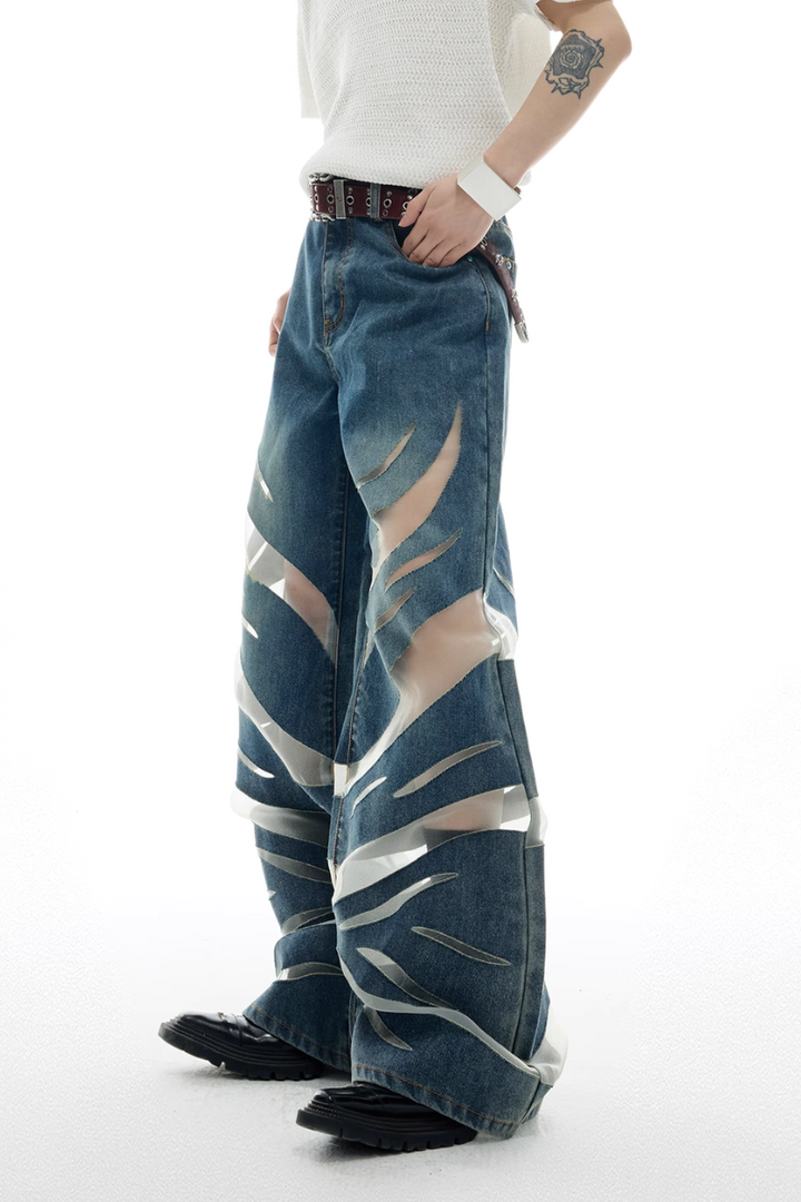 Mesh Panel Denim