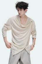 Textured Asymmetric Button Top