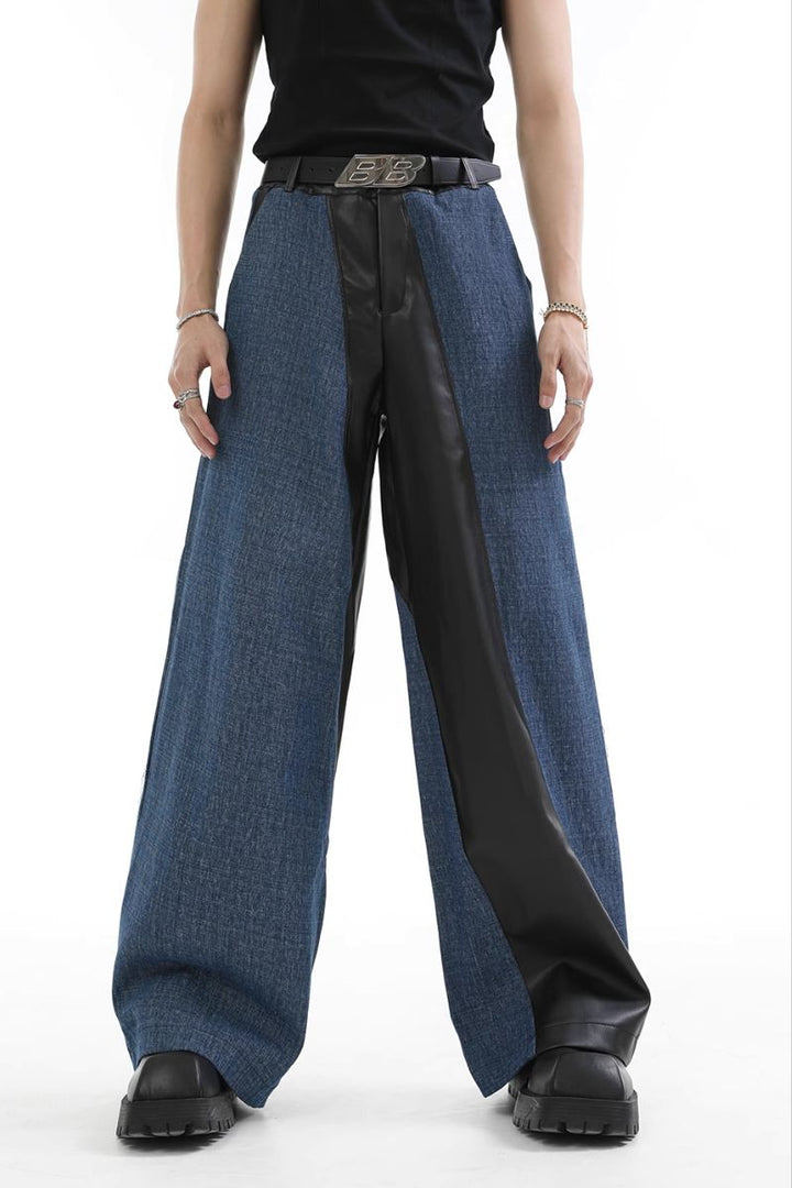 Colorblock Wide Leg Jeans