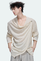 Textured Asymmetric Button Top