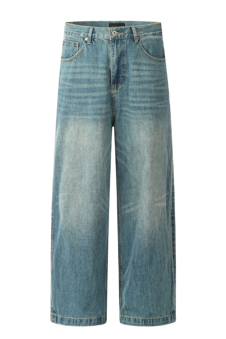 Washed Blue Straight Jeans