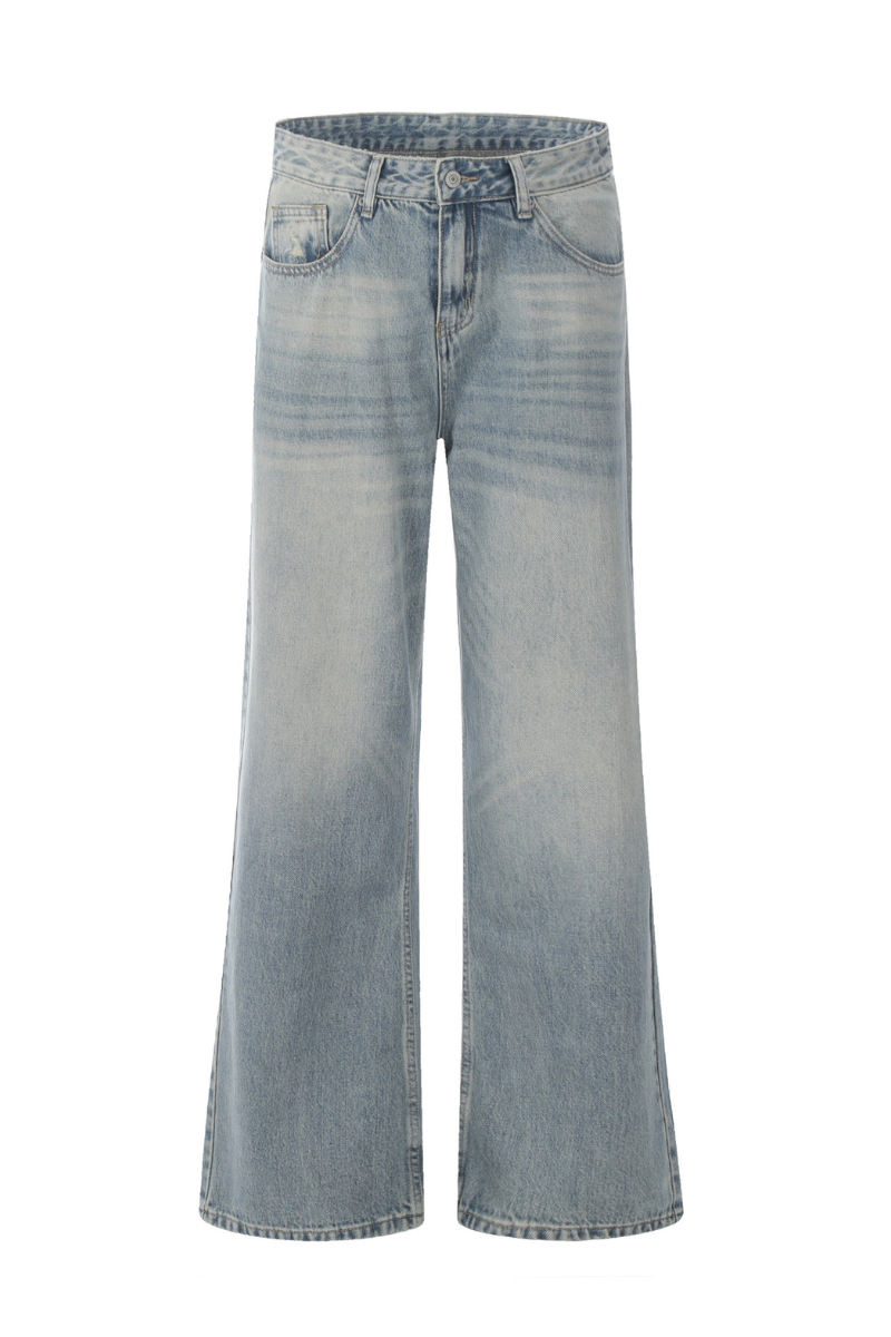 Whisker Wash Blade Baggy Jeans