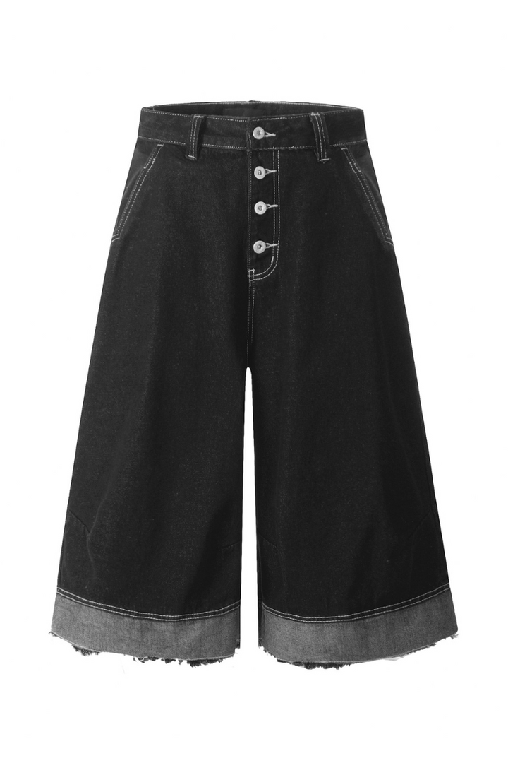 Raw Edge Patchwork Crop Jeans