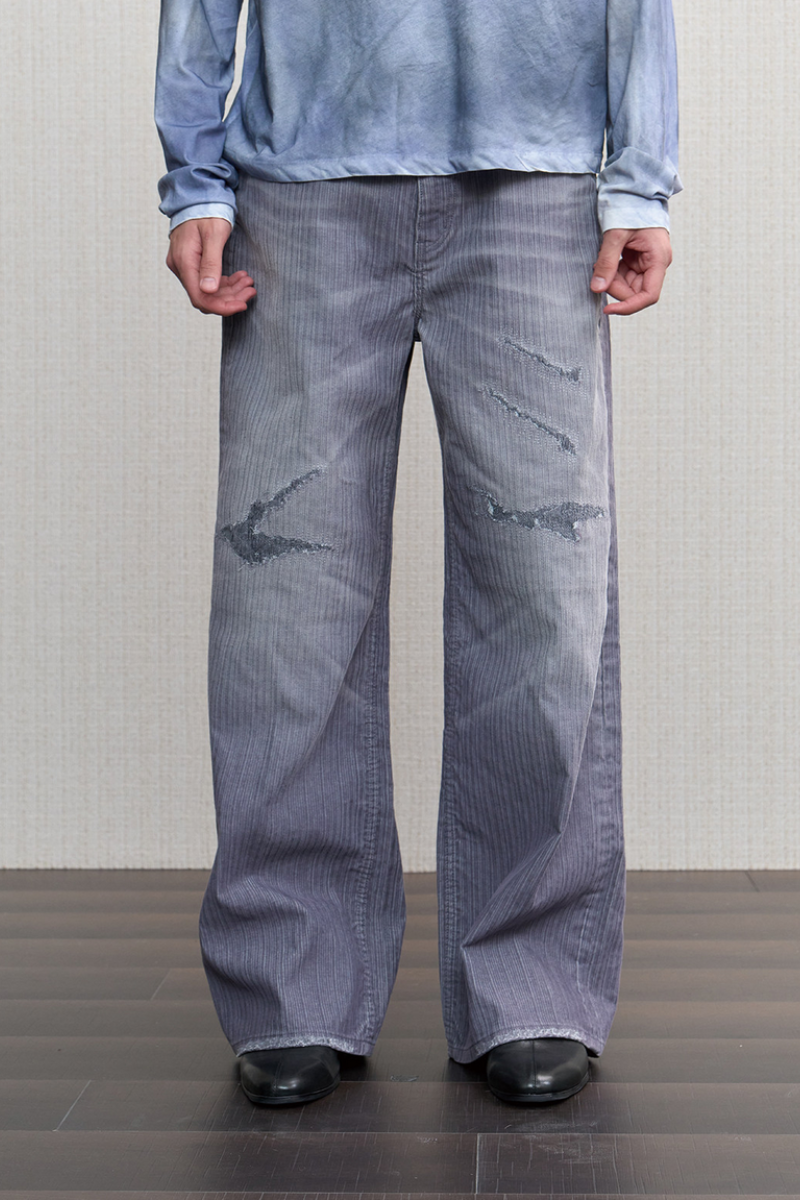 Striped Boro Patch Jeans