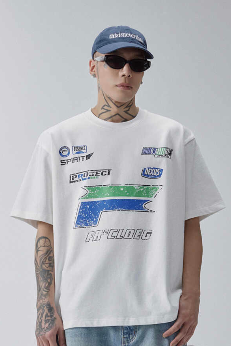 Cracked Lettering Racing T-Shirt