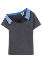 Asym Shoulder Embroidered Polo