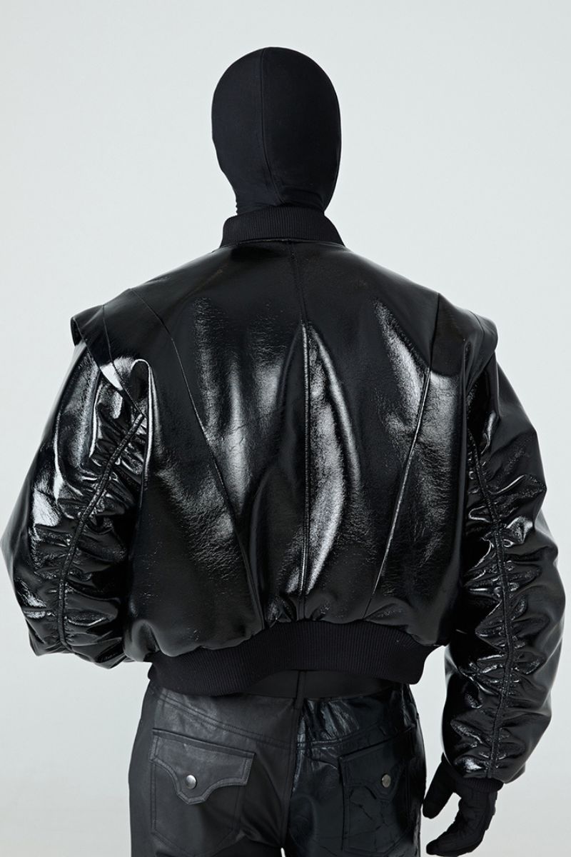 PU Leather Structure Down Jacket
