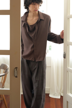 Draped Cupro Long Sleeve Shirt