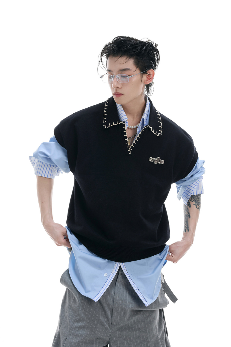Vintage Knit Collared Vest