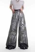 Silver Coated Armor Wide Jeans