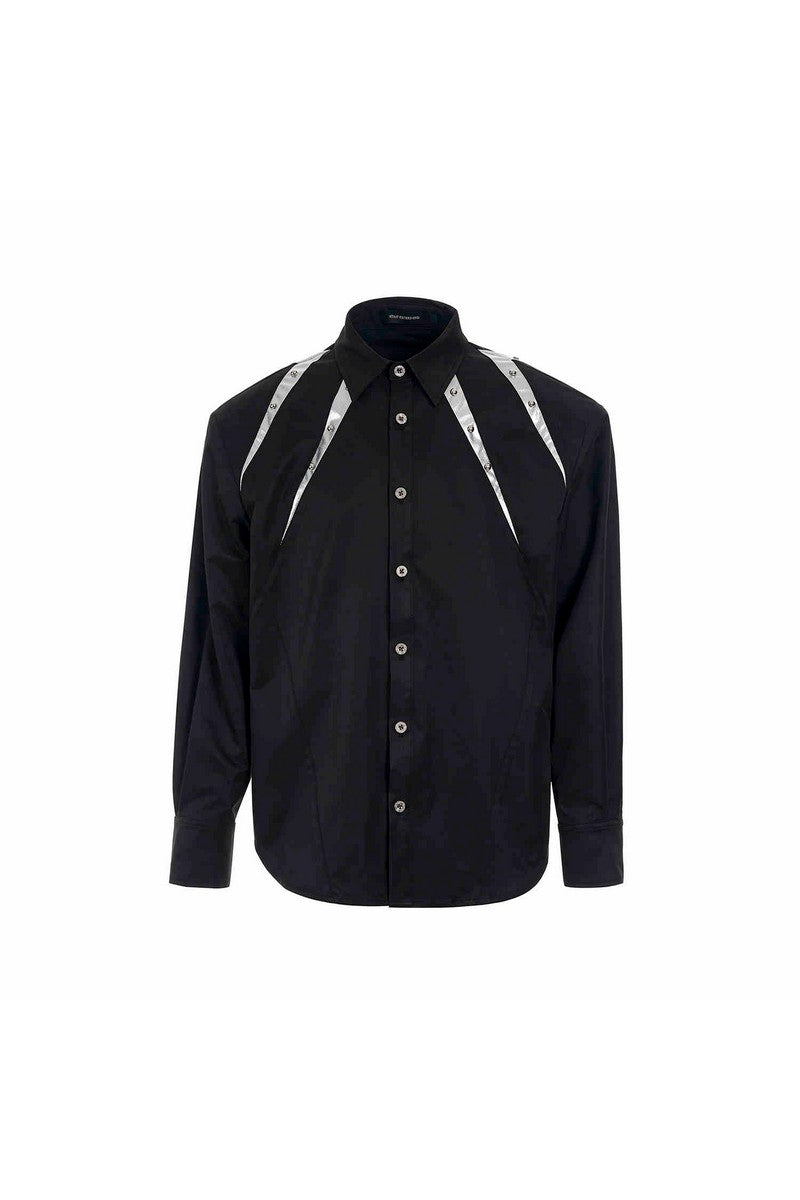 Studded Patchwork Long Sleeve Shirt