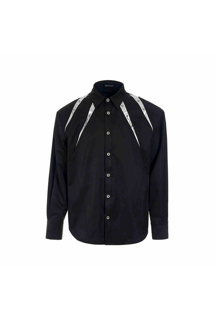 Studded Patchwork Long Sleeve Shirt