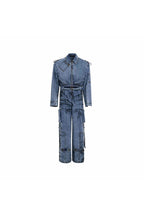 Distressed Washed Denim Jumpsuit