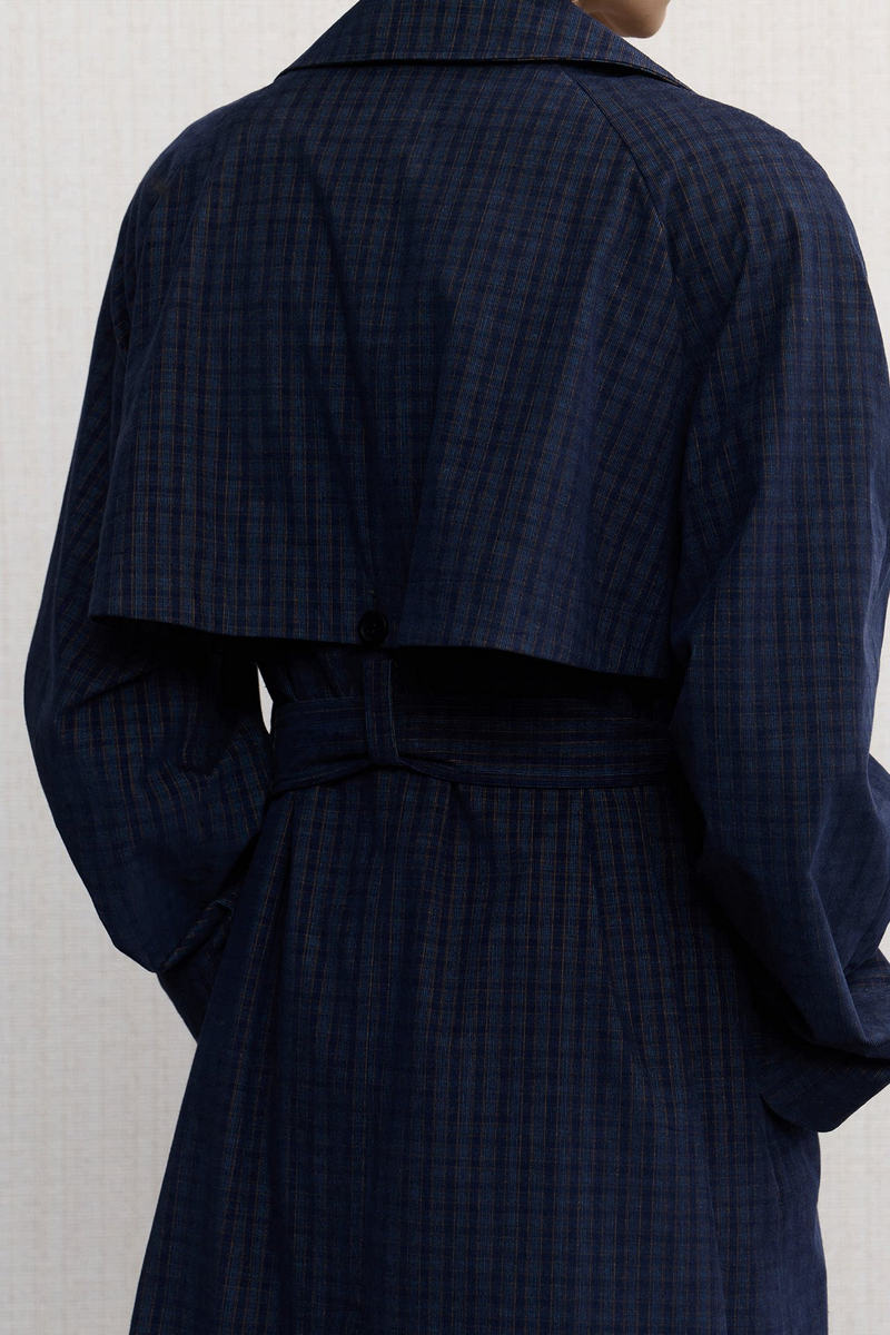 Plaid Corduroy Trench Coat