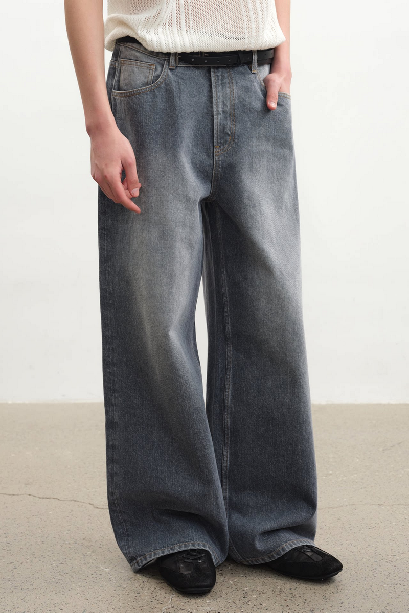 Washed Straight Leg Jeans
