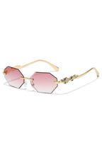Elegant Rimless Rhinestone Polygon Sunglasses