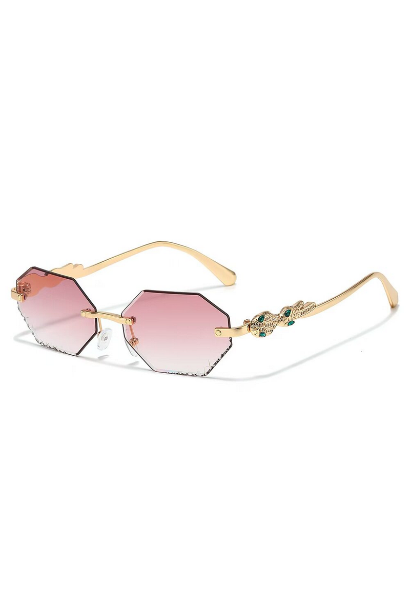 Elegant Rimless Rhinestone Polygon Sunglasses