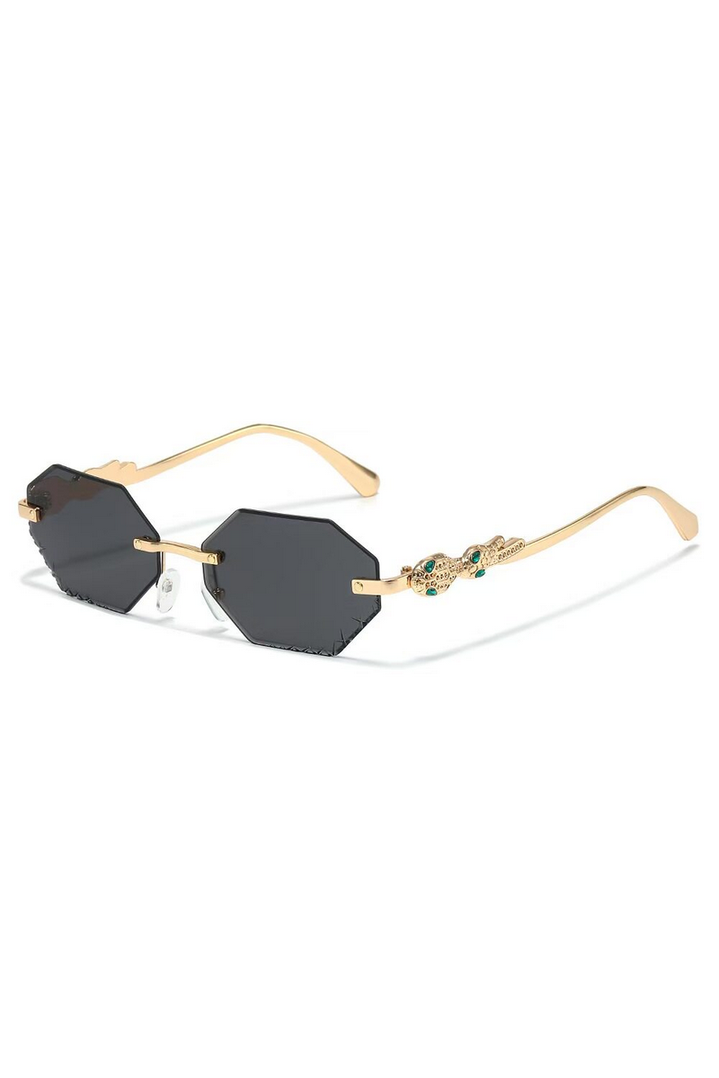Elegant Rimless Rhinestone Polygon Sunglasses